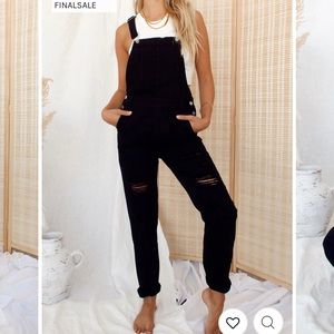 12 Tribe Black Runaway Denim Overalls